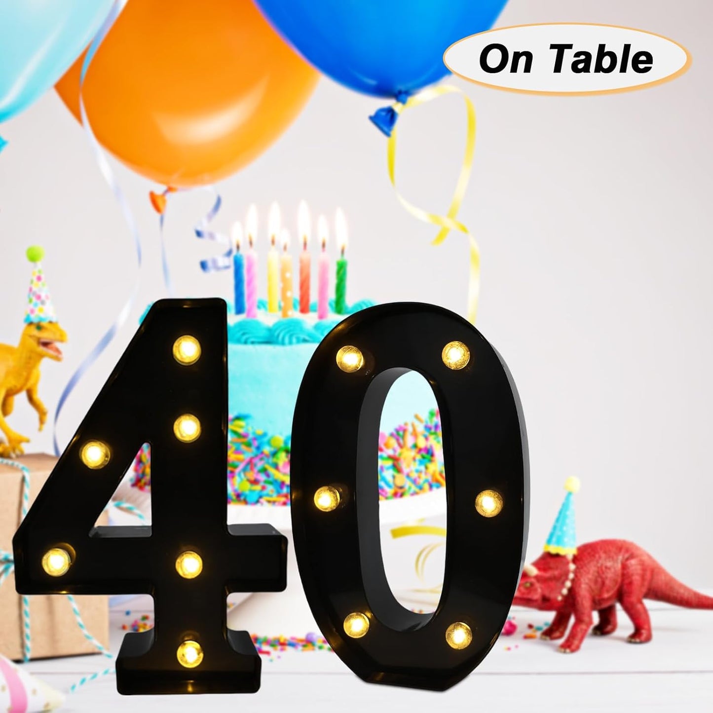 LED Marquee Numbers, 8.58 Inch Led Light Up Numbers for Party, Small Light Up Letters, Battery Powered Lighted Number for Table, Birthday, Night Light, Christmas or Home Decor (Black, Number 0)