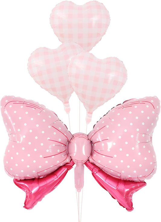 36 Inches Bow Foil Balloon Huge Bowtie Pink Balloon for Baby Shower, Wedding, Kids Theme Party Decoration (Pink 8)