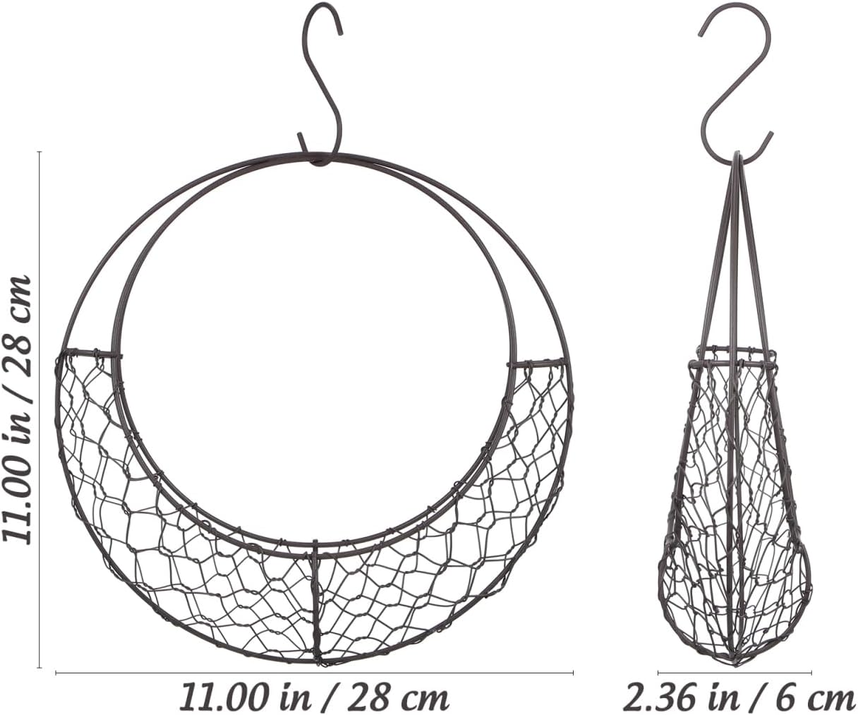 TOYANDONA Round Wire Wreath Frame: Moon Shaped Metal Hanging Sphere Planter Moon Wreath Plant Holder Flower Hanging Basket, Succulent Pot Decor Basket Indoor Outdoor Wall Decor
