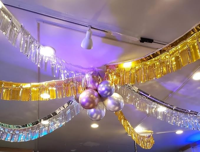 Thick 10 Feet by 15 Inch Royal Blue Foil Fringe Garland - Pack of 3 | Shiny Metallic Tinsel Banner for Parade Floats, Bridal Shower, Wedding, Birthday, Christmas | Wall Hanging Drapes (3)