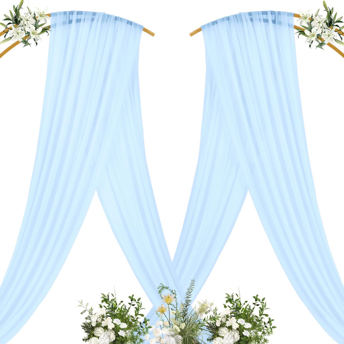 MLMC Baby Blue Wedding Arch Draping Fabric 1 Panel 29" x 20 FT Extra Long Gauze Drapes Sheer Backdrop Curtains 6.6 Yards Outdoor Drapery Panels for Wedding Baby Shower Party Ceiling Decoration