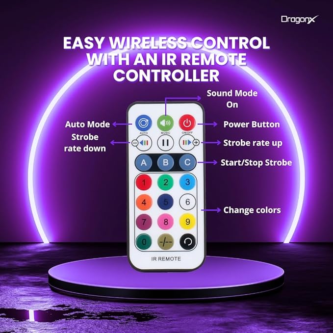 DragonX RGB Mushroom Disco Ball Light | DJ Party Lights with Strobe Effect & Remote | Music Sync LED Stage Lighting for Parties, Weddings, Clubs, Kids & Outdoor Disco Ball Decor