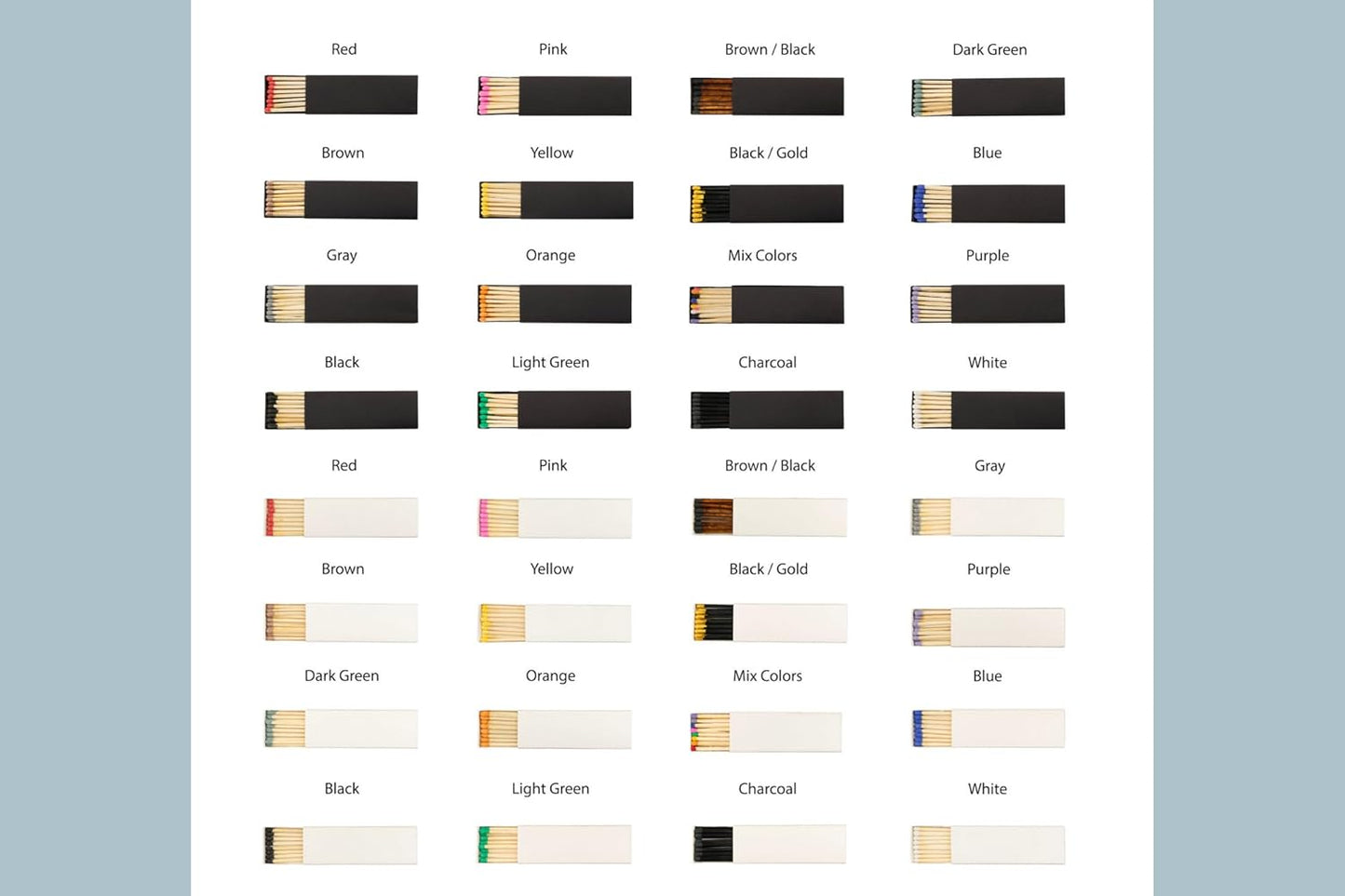 10 Boxes - Customized Matchboxes Colorful Tips (Wedding Design #5, 4" Matchboxes) (4" Matchsticks, Wedding Design #4)