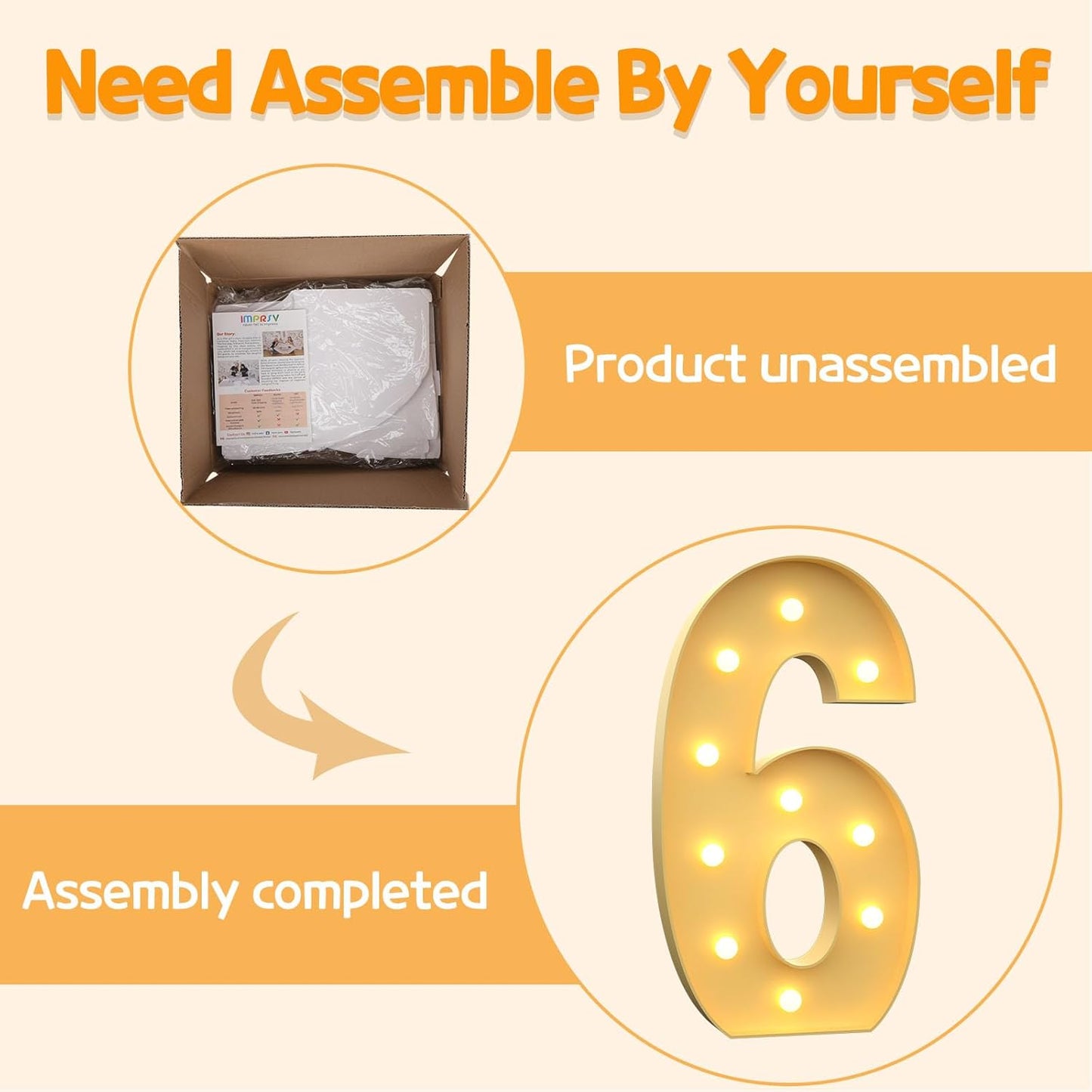 Marquee Numbers 4 Feet Tall Large Light Up Numbers 6th 16th Sweet Sassy and Six Birthday Decorations Girl Boy Big Yellow Light Outdoor Anniversary Decorations Balloon Arch Kit Party Backdrop 6