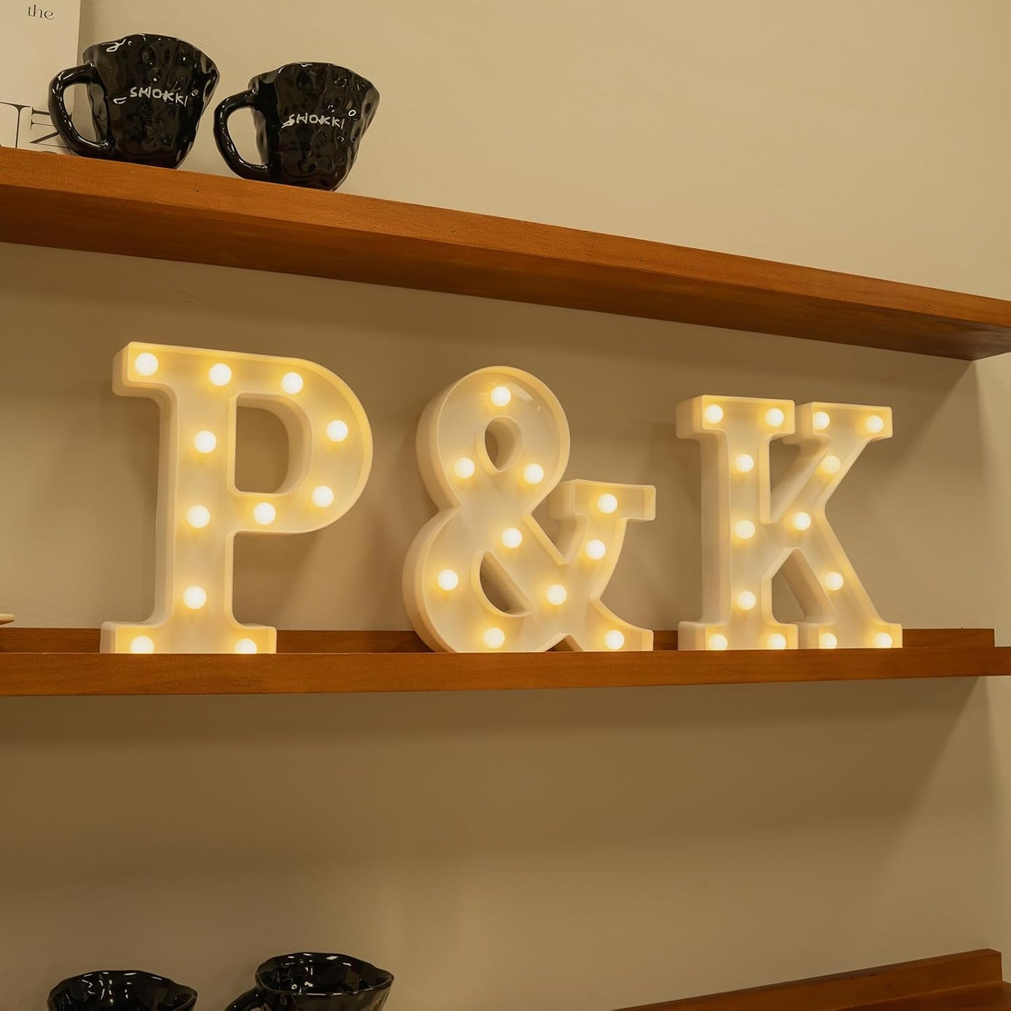 Foaky LED Letter Lights Sign Marquee Light Up Letters Sign for Night Light Wedding/Birthday Party Battery Powered Christmas Lamp Home Bar Decoration(K)