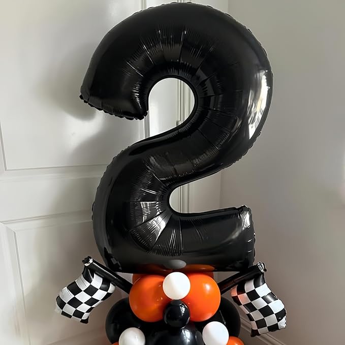 Black 2 Balloon Number,40 Inch Number 2 Balloon Large Black 2 Foil Mylar Helium Balloon for Birthday Party Decorations