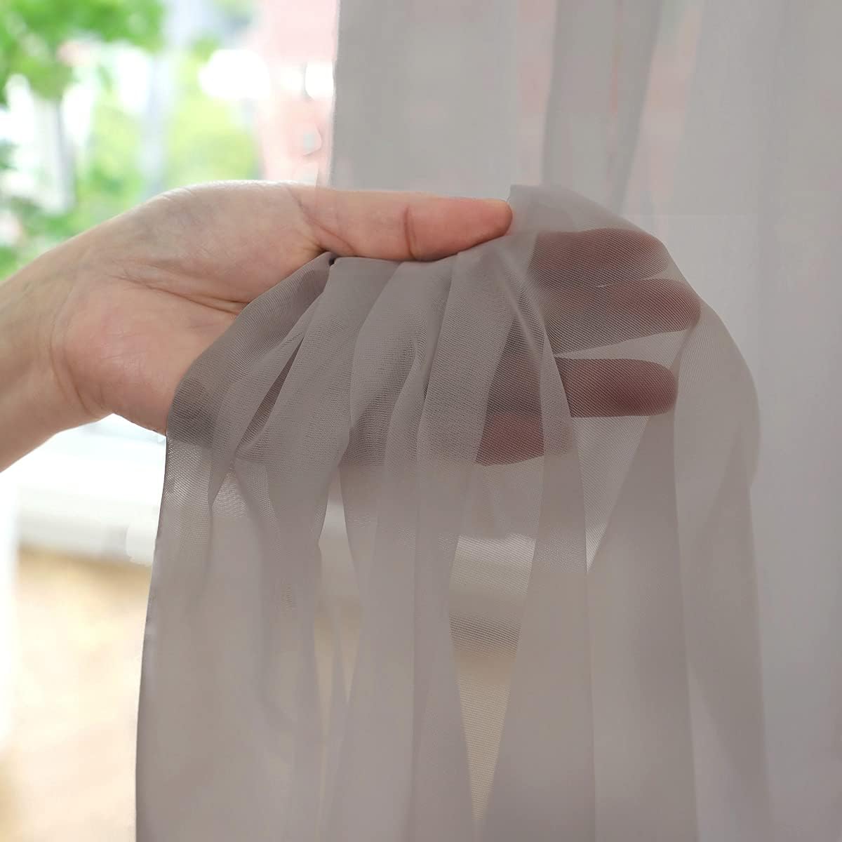 Window Light Grey Sheer Curtains 48 Inches Width 45 Inches Long 2 Panels Sheer Curtain Clear Curtains Basic Rod Pocket Panel for Home Living Room Bedroom Kids Room Yard Patio Parlor Sliding