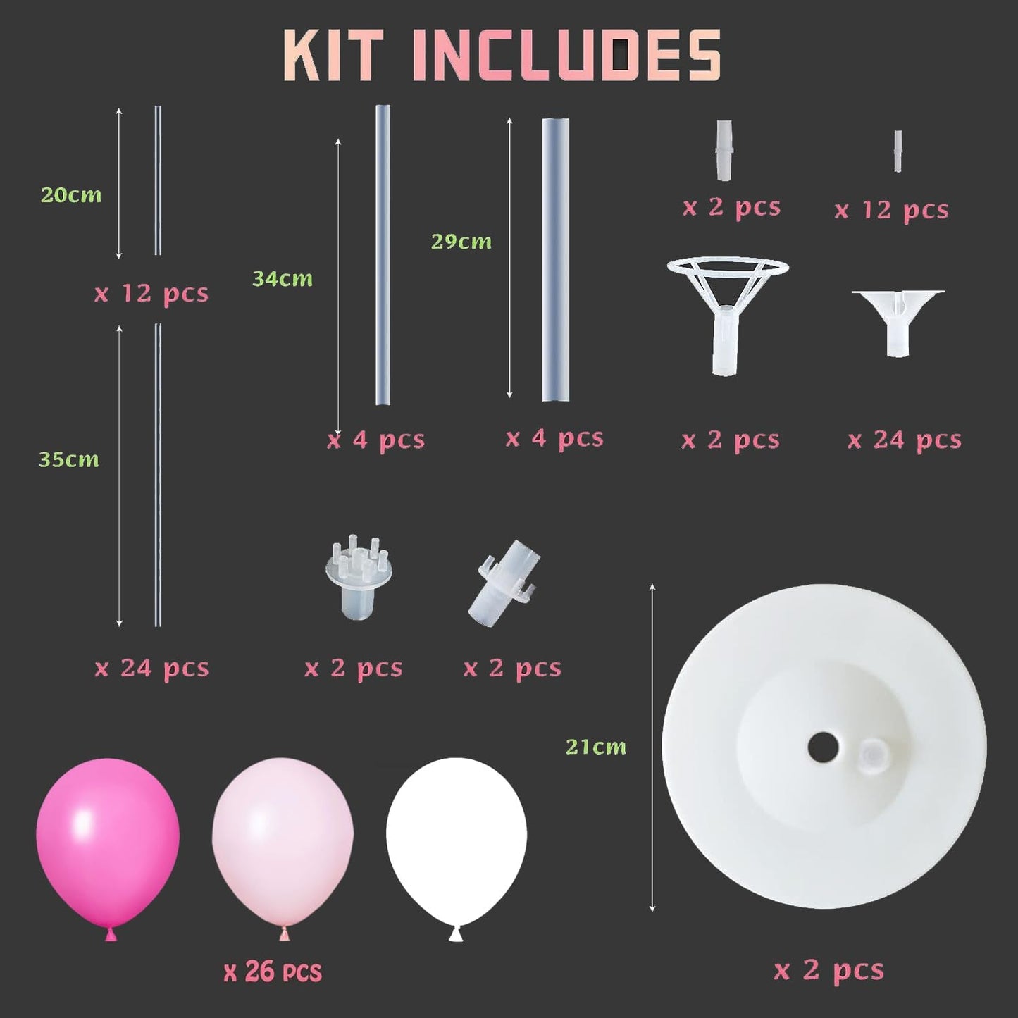 IMISNO Balloon Column Kit for Floor- Set of 2,Balloon Columns with Stand, Base and Pole,Balloon Tower Backdrop Decoration for Wedding, Baby Shower, Birthday Party, or Bachelorette Parties (PINK)