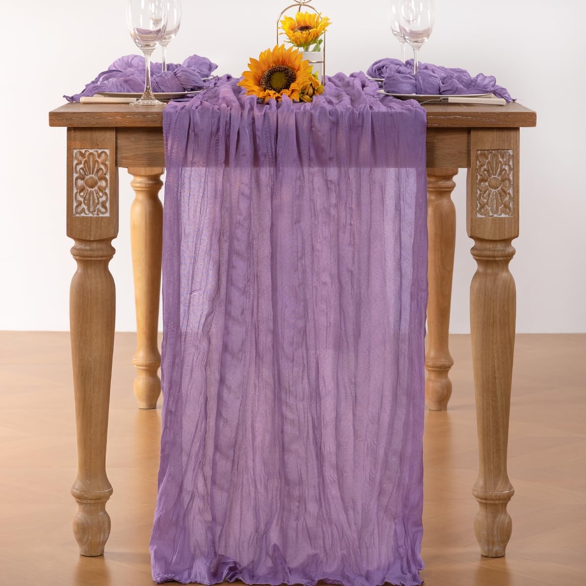 Lavender Purple Cheesecloth Table Runner 6 Pack Fall Table Runners Boho Gauze 120 Inches Cheese Cloth Fall Table Decorations for Thanksgiving Wedding Bridal Baby Shower Birthday Garden Party