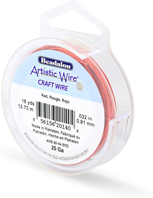 Artistic Wire, 20 Gauge Tarnish Resistant Colored Copper Craft Wire, Red, 15 yd