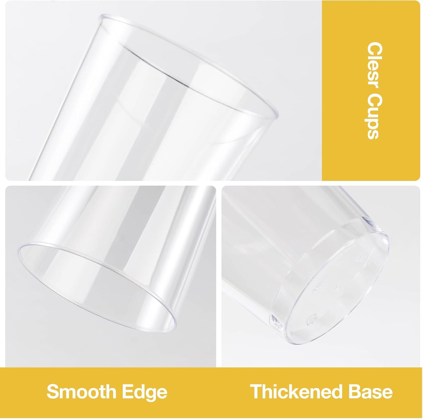 Goodluck 200PCS 14oz Clear Plastic Cups for Party, Disposable Clear Plastic Cups, Cocktail Glasses for Wedding Thanksgiving, Christmas, and Parties