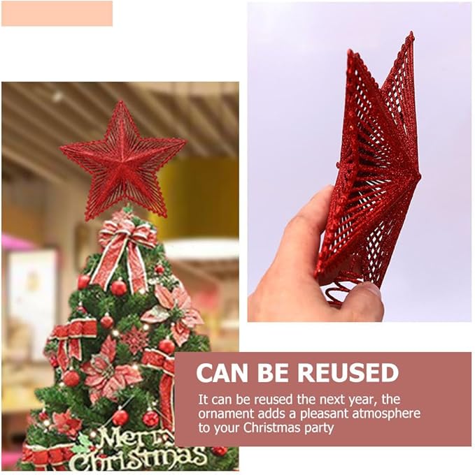 Christmas Tree Topper Xmas Glitter Star Topper Star Christmas Decoration for Xmas Tree Decoration Holiday Party Decor