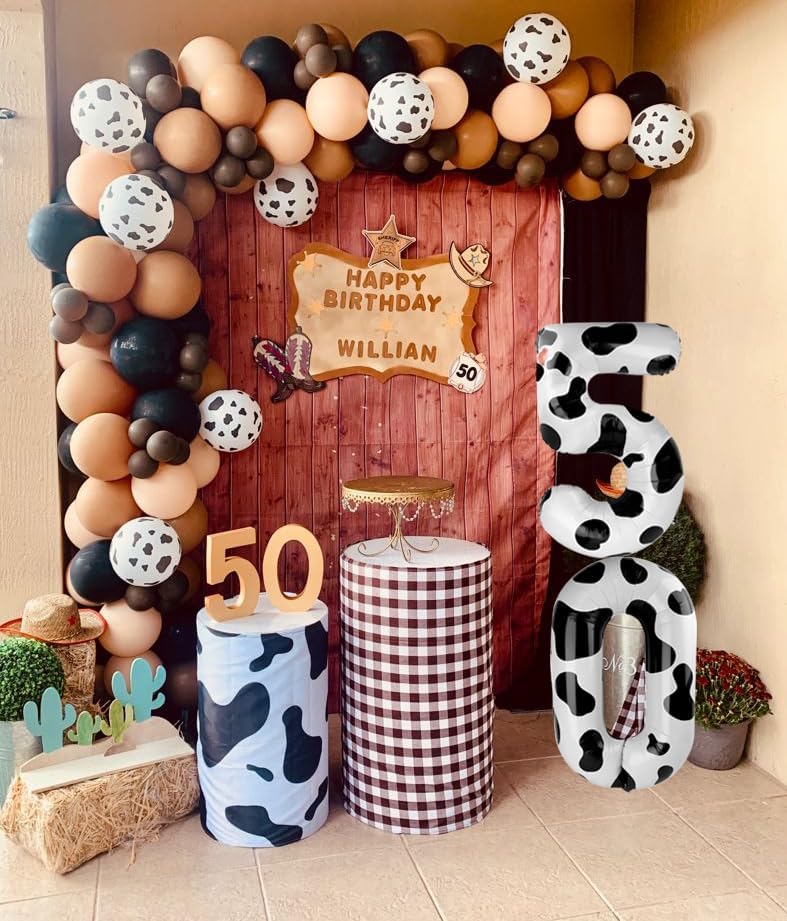 Cow Print 40 Inch 0 Number Balloons, 0 Decorations for 10 20 30 40 50 60 70 80 90 100Birthday, Foil Giant Birthday Graduations Anniversary Party Balloons
