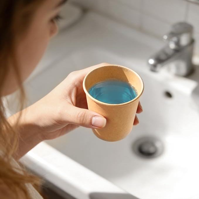400 Pack 3 oz Kraft Paper Cups, Small Disposable Bathroom Cups, Mini Mouthwash Cups, Hot/Cold Drinking Cups for Bathroom, Parties, Picnics and Travel