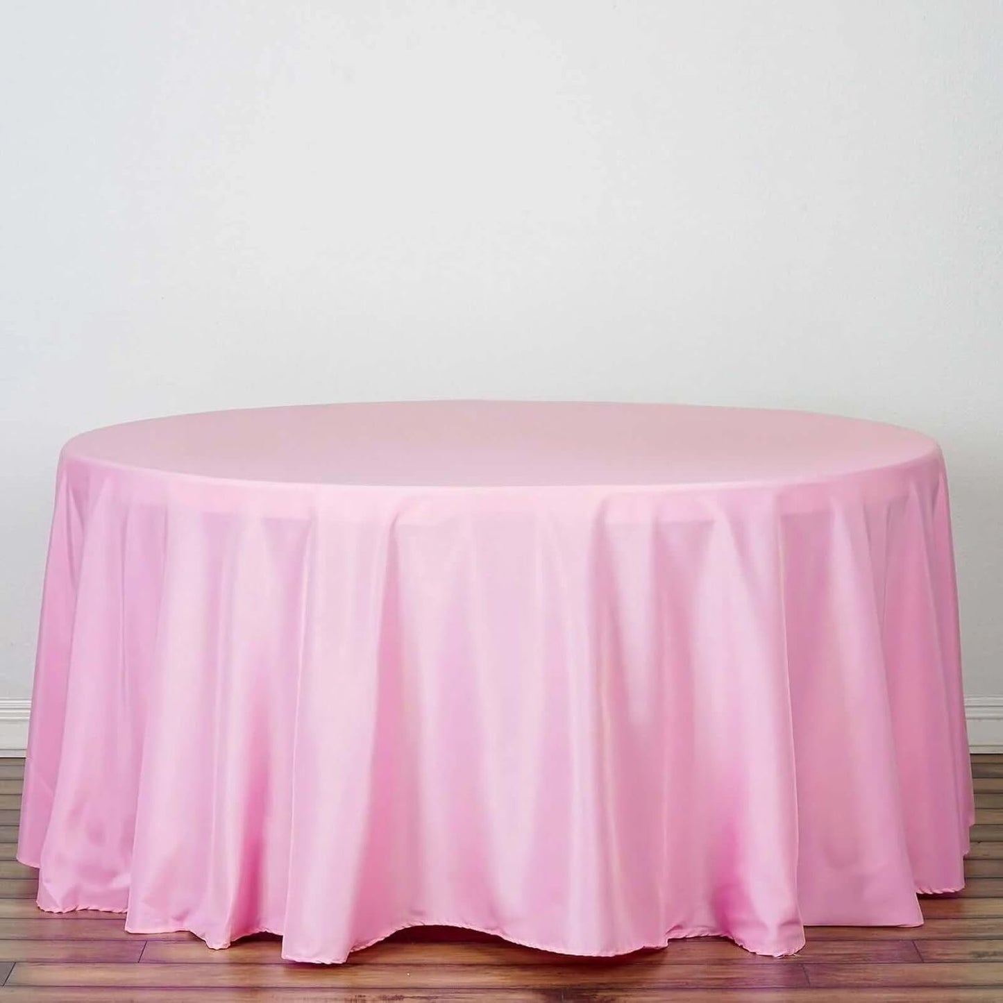 Efavormart Round Tablecloth, 120 Inch Stain & Wrinkle Resistant Washable Table Cloth, Decorative Polyester Fabric Table Cover for Banquet, Wedding, Dining - Pink