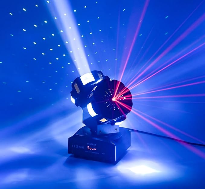 8LED Moving Head DJ Light Stage Led Lighting Pinspot Lights Uplighting Rotating Beam Lights for Events Sound Activated Light for DJ KTV Disco Party Wedding Concert Festival