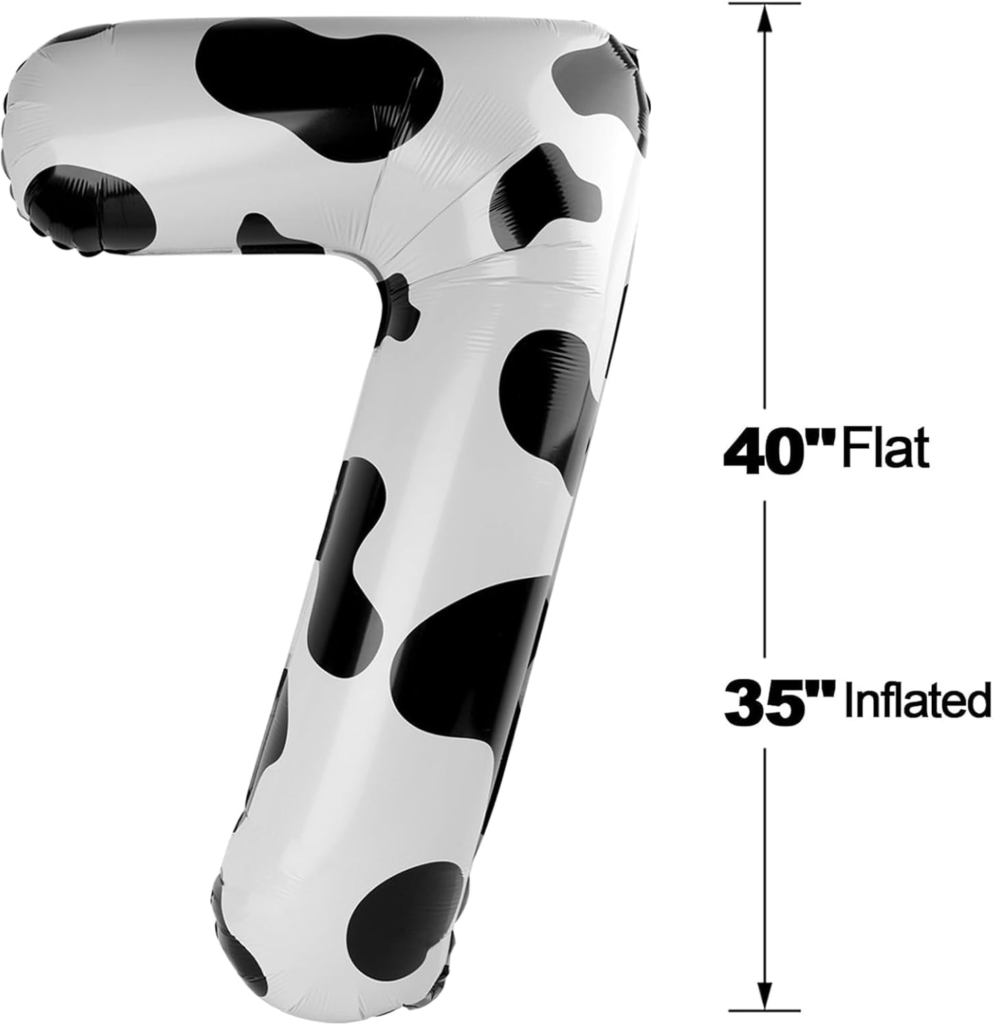 Cow Print Number 7 Birthday Balloon 40 Inch, Digital Balloons for 7 17 27 70 77 Party Celebration Decorations Supplies, Mylar Foil Numbers Balloon for Seven Wedding Anniversary