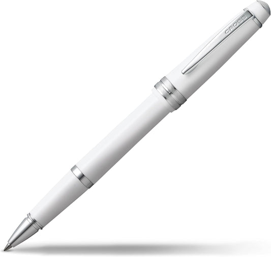 Cross Bailey Light Refillable Rollerball Pen Presented in a Everyday Gift Box - Medium Point, Black Ink, Polished White