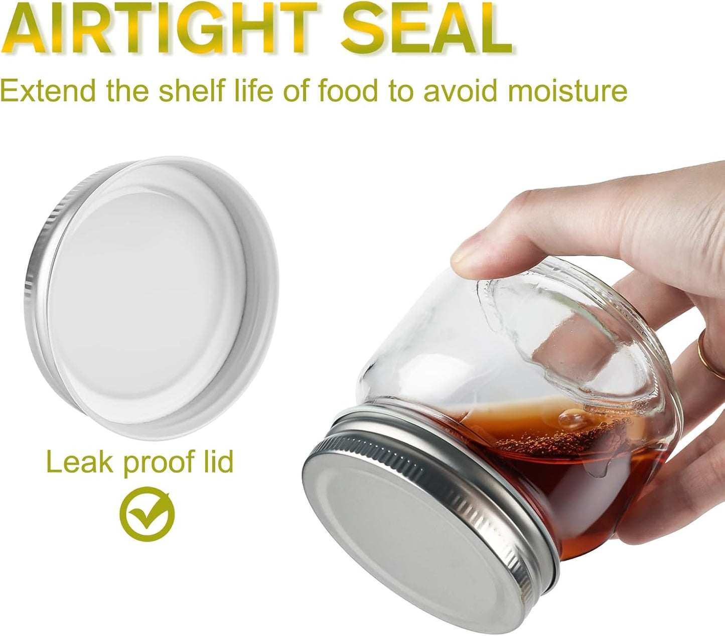 Glass Mason Jars, 4 Pack 8.5oz Clear Glass Regular Mouth Canning Jars with Lids for Sealing, Ideal for Food Storage, Snacks, Candies, Jam, Honey, Wedding Favors, Shower Favors, DIY Projects