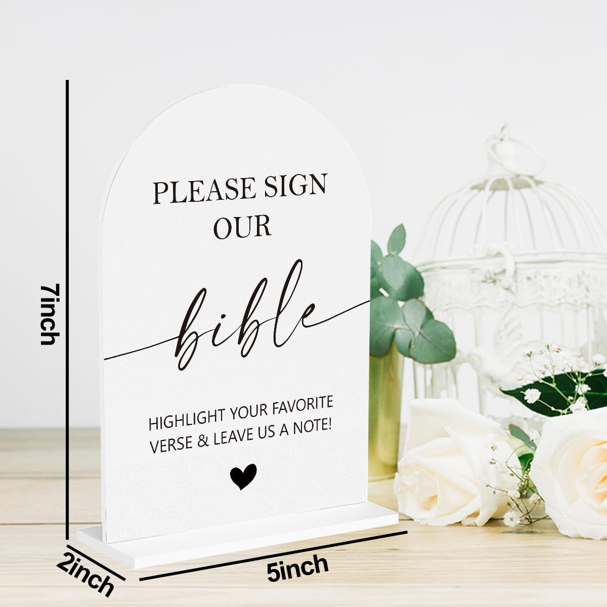 2Pcs Sign Our Bible Wedding Sign Cards and Gifts Signs for Wedding Engagement Party Bridal Shower Baby Shower Table Desk Acrylic Decor