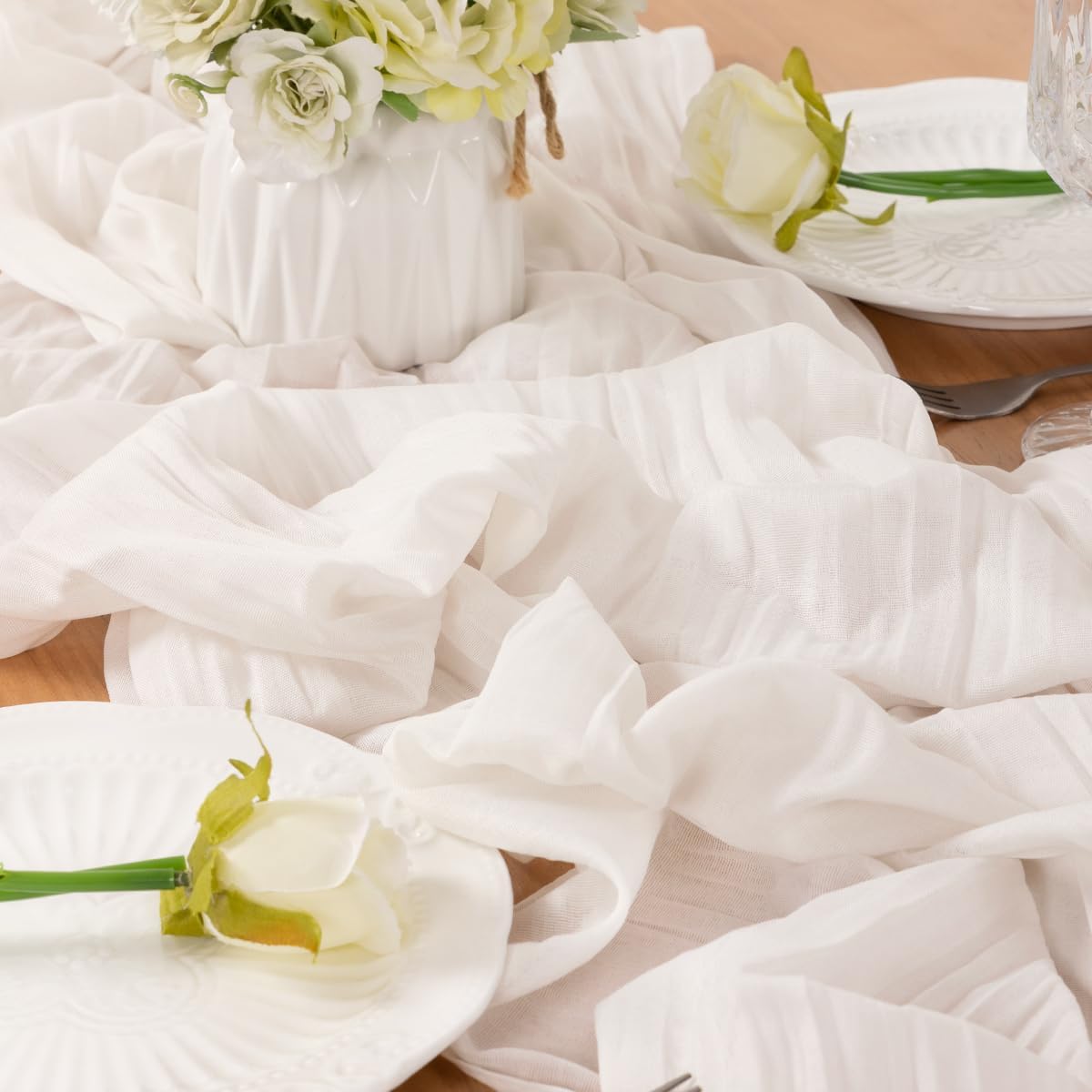 Ivory Table Runner Cheesecloth Table Runner 14FT Farmhouse Table Runners 160 Inches Fall Table Decor Dining Room Centerpiece Wedding Boho Baby Shower Birthday