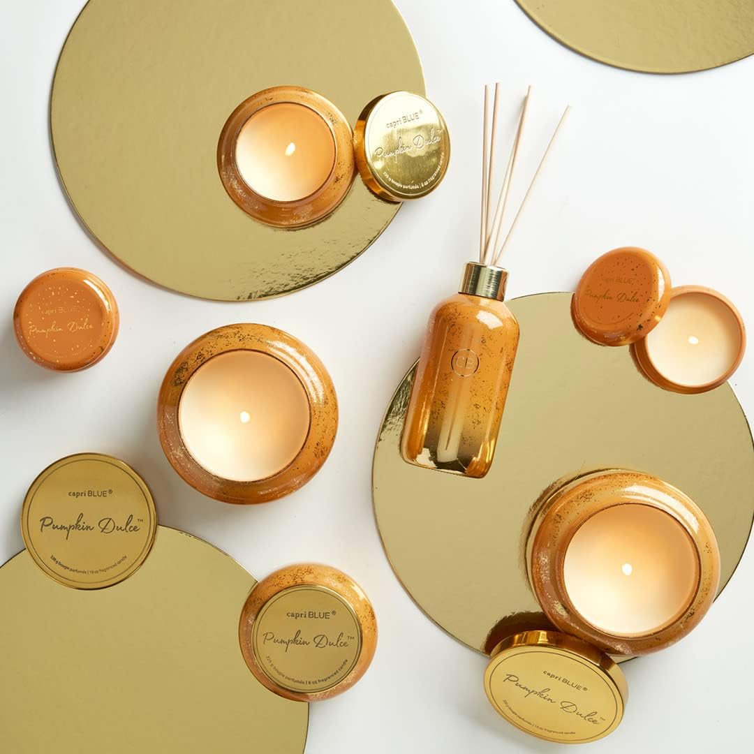 Capri Blue Glimmer Jar Candles - Luxury Holiday Scented Candles for Home - Long Lasting Soy Wax Blend - Scented Holiday & Home Decor - Pumpkin Dulce Oversized Signature Jar (28 oz)