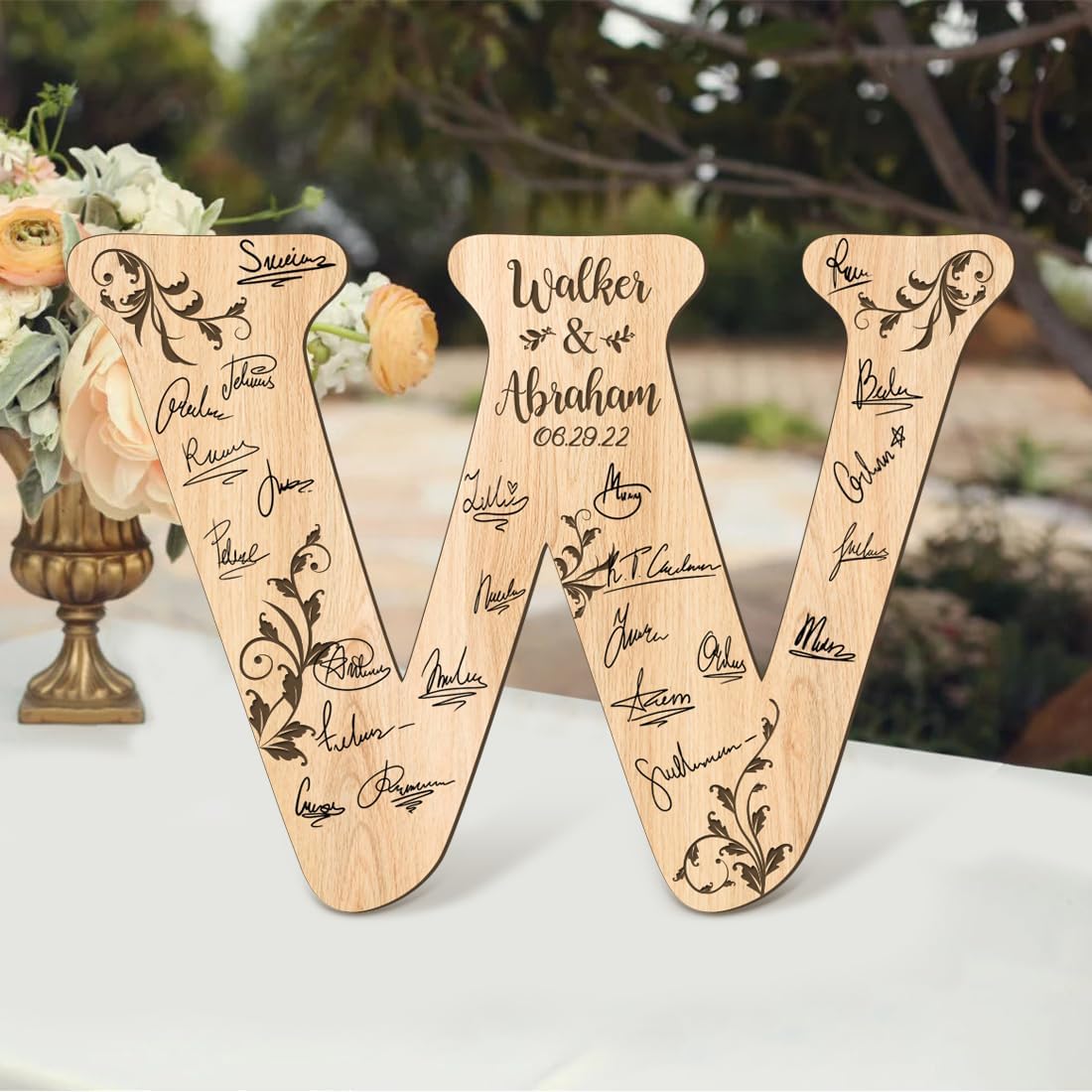 Personalized Wedding Guest Book Sign Custom Letter Name Date Rustic Wedding Guest Book Alternative Unique Guest Book for Wedding Anniversary Decor (Style 2)