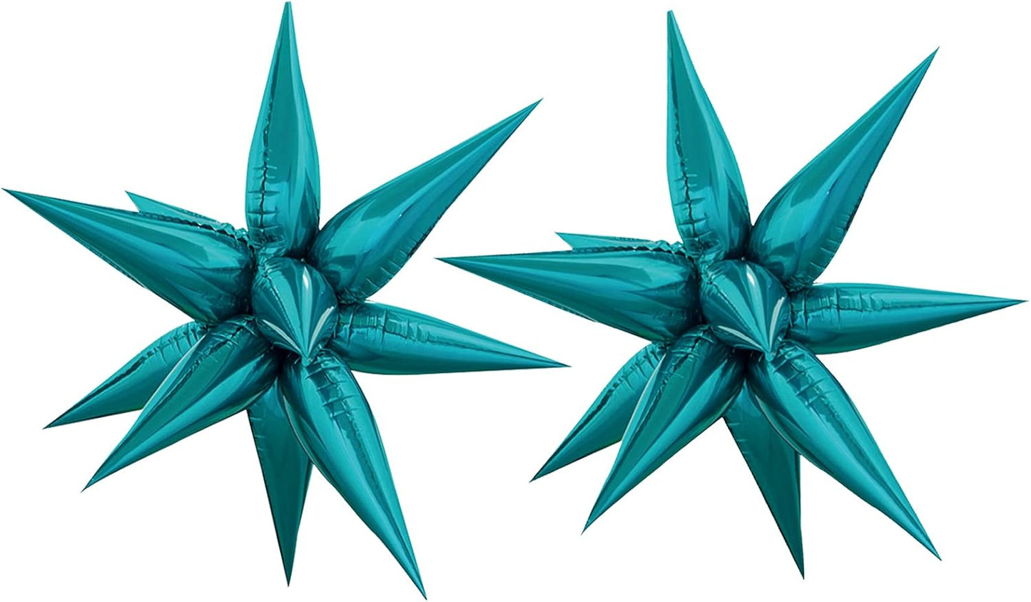 Tellpet Star Balloons Starburst Spike Shaped Balloon, 2pcs Large, Teal