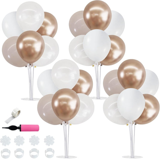 TONIFUL 4 Set Nude White Champagne Gold Balloon Stand Centerpiece Table Decorations for Baby Shower Wedding Engagement Bridal Shower Anniversary Mother's Day Birthday Party Decorations Housewarming