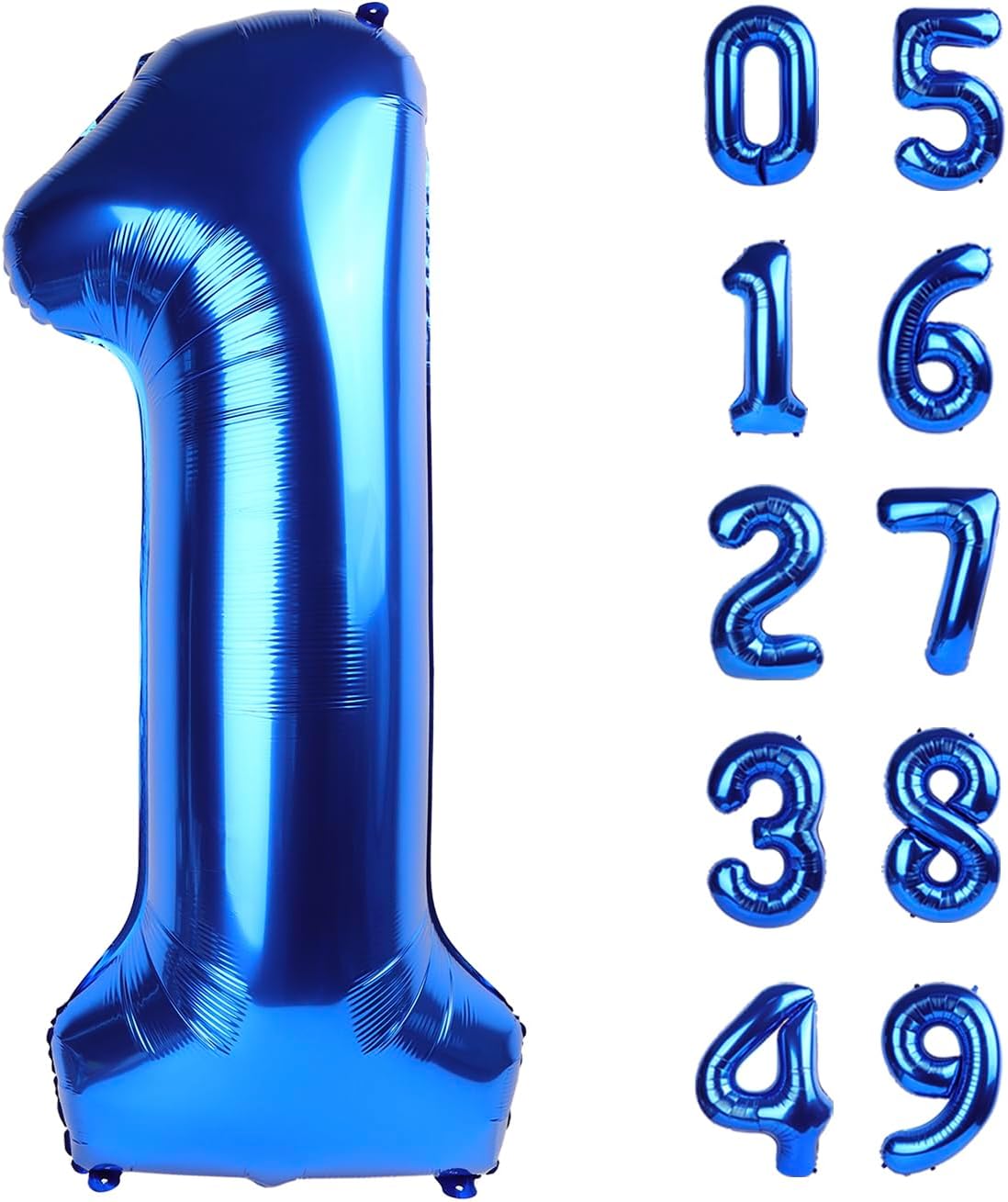 Jumbo Navy Blue Number 1 Balloon 40 Inch, Mylar Foil Number One Balloons for Boy Girl 1st 1 11 21 31 41 51 81 Birthday Party, Giant Balloons Anniversary Graduations Photo Shoot Decorations