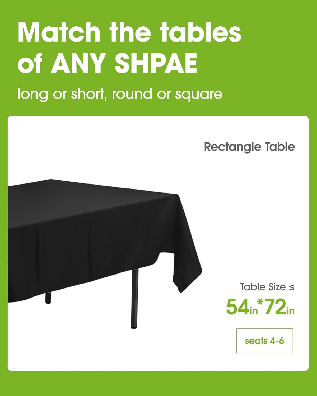 Pureegg Plastic Table Cloth Disposable 10 Pack, 54 x 72 Inch Table Cloths, Halloween Party Decorations, Summerween Decor, Halloween Tablecloths, Rectangle, Plastic Cover, Leakproof & Sturdy, Black