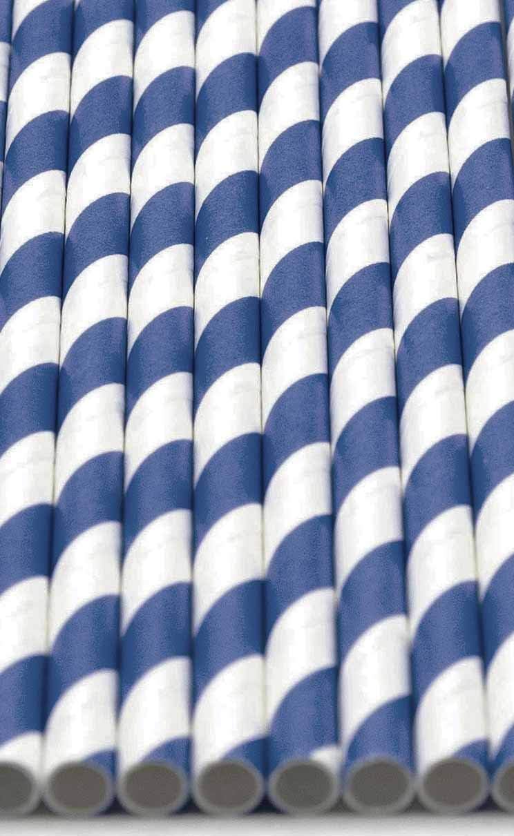 Pack of 300 Navy Blue Swirls Biodegradable 4-Ply Paper Drinking Straws (Compostable, Non-toxic, BPA-free)