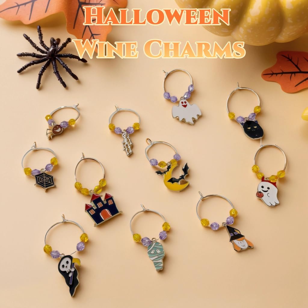 50 Sets Wine Glass Charms, Wine Charms for Stem Glasses, DIY Reusable Drink Markers for Weddings & Bachelorette with Alphabet Beads