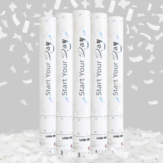 White Butterfly Confetti Poppers, 15 Inch Butterfly Party Poppers for Birthday, Wedding, Halloween Celebrations - Air Powered Confetti Gun