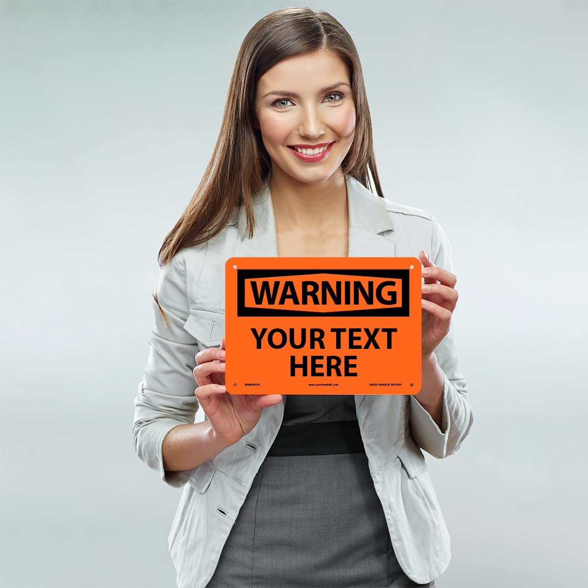 Custom OSHA Style Warning Sign 7" x 10" Plastic Sign, Customizable "Your Text Here", by AccuformNMC Made in USA