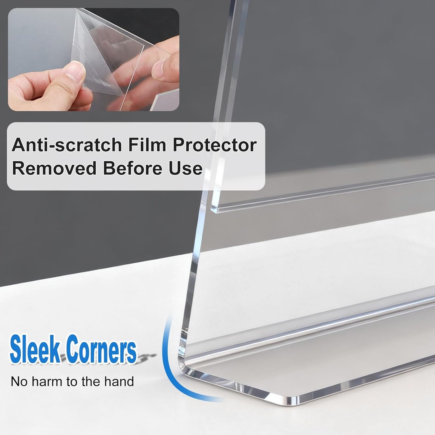 6 Pack Acrylic Sign Holder 8.5 x 11, L-Shape Clear Plastic Display Stand for Tabletop, Acrylic Stands for Flyers, Table Paper Holder, Vertical Sign Holder 8.5x11 for Restaurants, Office and School (Slant 6 Pack 8.5x11)