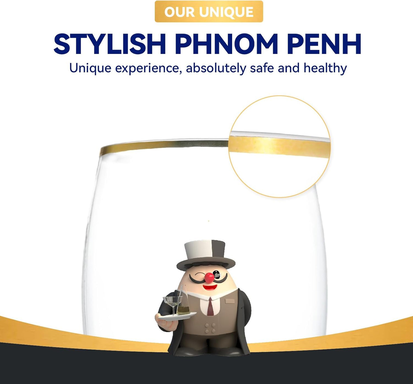 JOLLY CHEF 32 Pack 12oz Gold Plastic Wine Glasses Stemless, Disposable Wine Cupsty, Disposable Plastic Wine Cups for Party, Halloween, Christmas