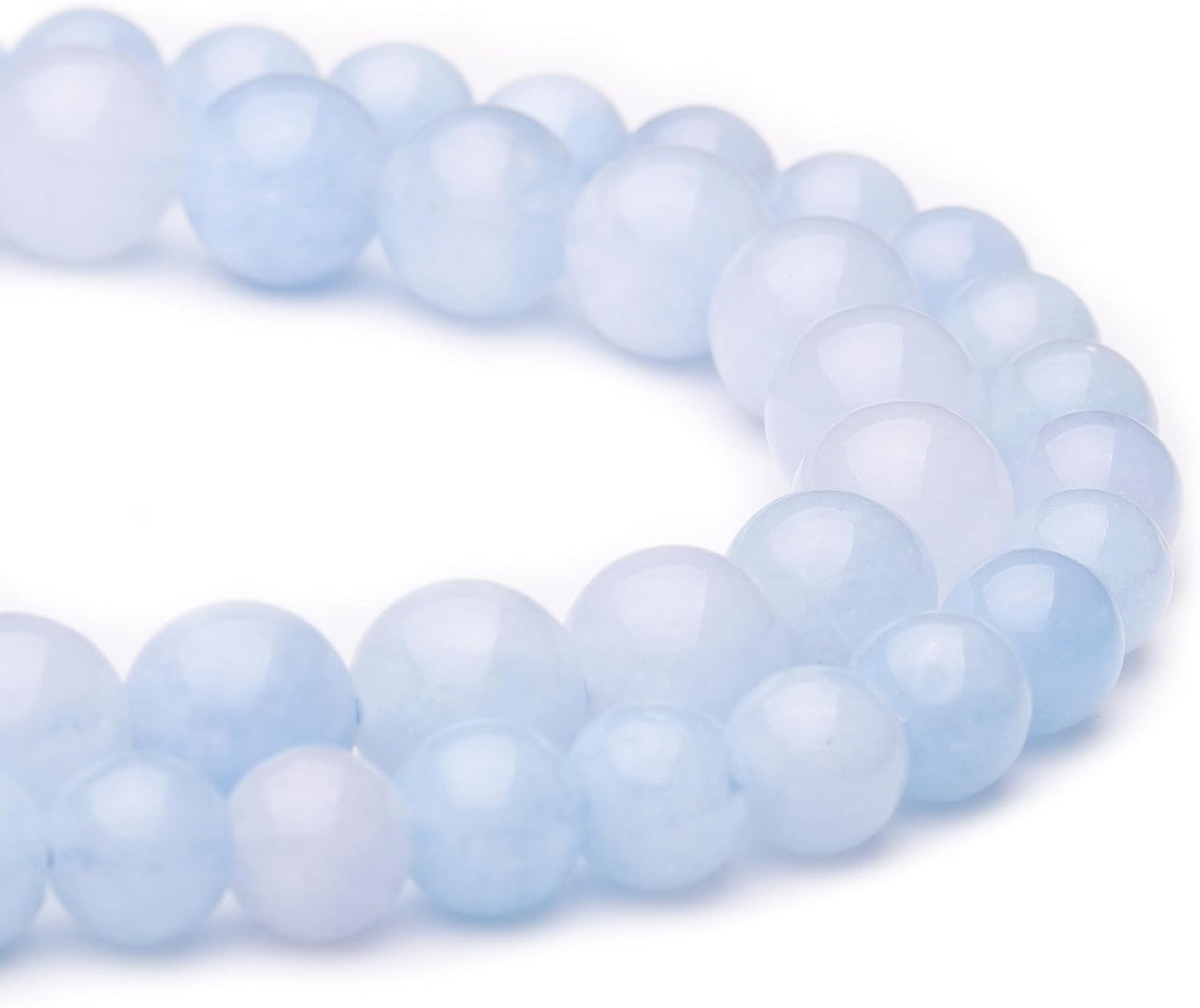 6mm Natural Stone Beads for Jewelry Making,Aquamarine Polished Smooth Round Gemstone Beads for Bracelet Necklace 15 Inch