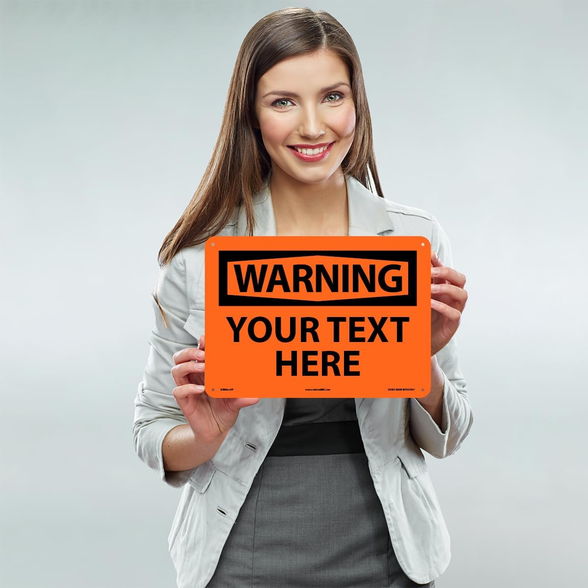 Custom OSHA Style Warning Sign 10" x 14" Plastic Sign, Customizable "Your Text Here", by AccuformNMC Made in USA