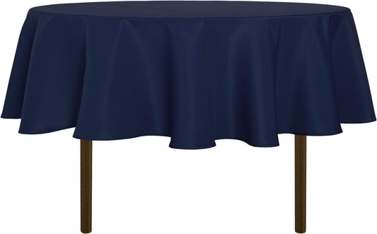 sancua Round Tablecloth - 80 Inch - Water Resistant Spill Proof Washable Polyester Table Cloth Decorative Fabric Table Cover for Dining Tables, Buffet Parties and Camping, Navy