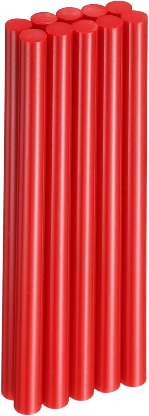HARFINGTON 10pcs Hot Glue Sticks 0.43" Dia x 7.87" Long EVA Mini Hot Melt Adhesive Glue Stick for Hot Melt Gun Wood Plastic Glass Flowers Fabrics Foam, Red