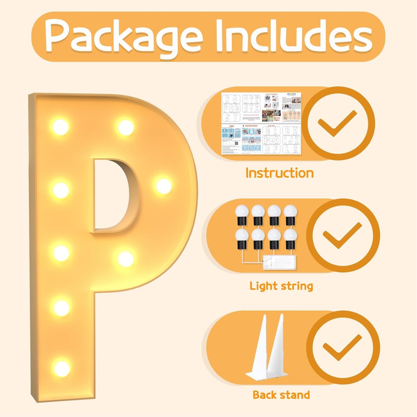 Marquee Letters 3 Feet Tall Large Light Up Letters P Happy Birthday Decorations Marry Me Proposal Engagement Party Decor Yellow Light Birthday Decorations Balloon Arch Kit Foam Sign P