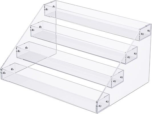 Acrylic Display Risers,12inch 4 Tier Clear Display Shelf, Perfume organizer Stand, Makeup Display Stands, Cupcake Stand Holder,Dessert Shelves, Riser Stand for Figures, Acrylic Shelves for Display