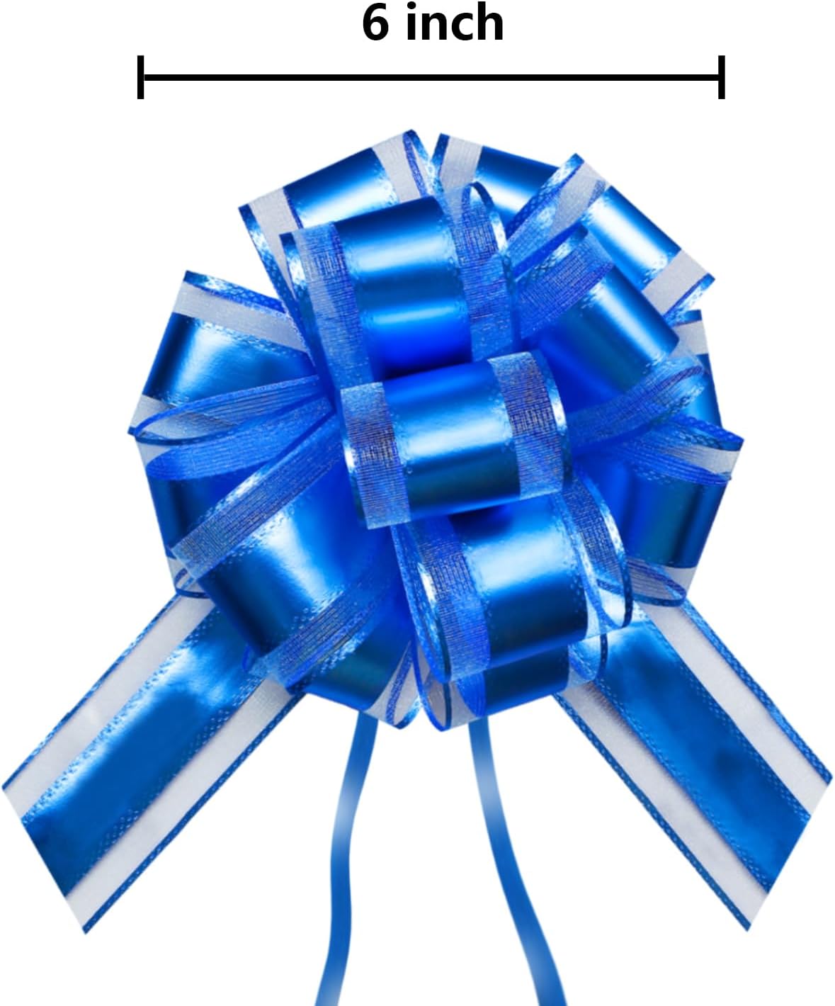 7 Pieces Large Pull Bows, 6 inche, Big Bow for Gift Wrapping, Christmas Party Birthday Gift, Wedding Baskets,Valentine's Day Decorations, Flower Decoration (Blue)
