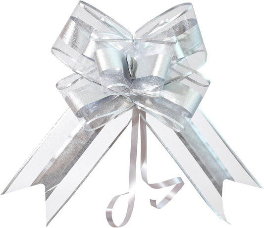 Large Bows for Gift Wrapping, Big Bow for Present, Wedding Decor, Christmas Gifts Decoration for Man, Birthdays, Valentine's Day, Anniversary(Sliver, 8 inches, 10 PCS)