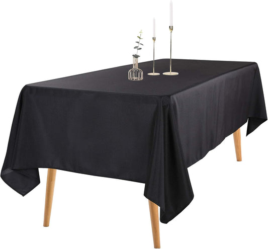 Ascoza 2pack 60x102 Inch Black Rectangular Tablecloth 6 Feet Table Cloth in Polyester Fabric for Wedding/Banquet/Restaurant/Parties