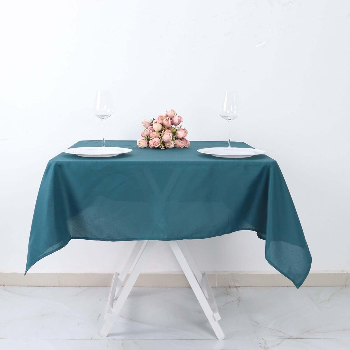 Efavormart 54x54 Peacock Teal Wholesale Linens Seamless Polyester Square Linen Tablecloth for Wedding Banquet Party Restaurant