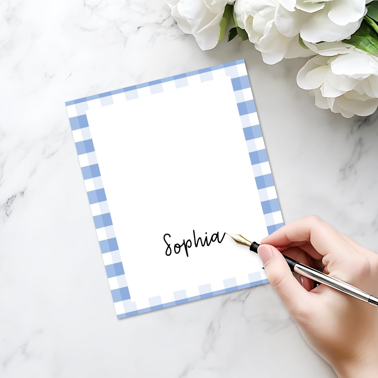 25 Pack Blue Border Place Cards, Editable Name Cards for Table Setting, Tent Cards Food Label for Dinner Party, Bridal Shower, Wedding, Baby Shower and Events -T02