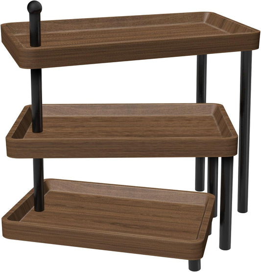 Serving Tray for Party, Wooden Cupcake Stand 3 Tiered Tray Stand Rotating Tiered Serving Tray Dessert Table Display Set Reusable Tiered Serving Platters for Cupcake, Veggie Fruit, Cookies, Dessert