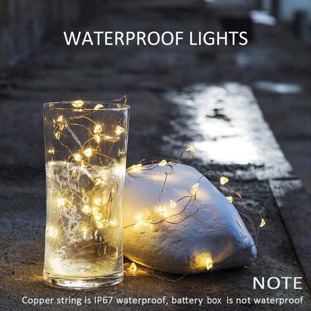 MUMUXI 20 Pack 3.3ft Fairy Lights Battery Operated String Lights, Mini LEDs Powered, Waterproof Indoor Silver Wire Firefly Mason Jars, Warm White for Home Decor, Parties, and Weddings